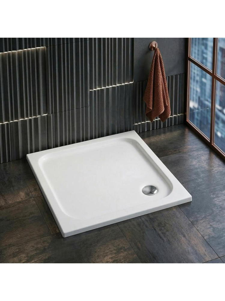 Cadita de dus cu ventil auriu periat Rea Belmond 90x90 cm alb [5]