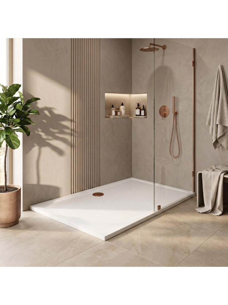 Cadita de dus cu ventil auriu periat Rea Savoy 80x100 cm alb [5]