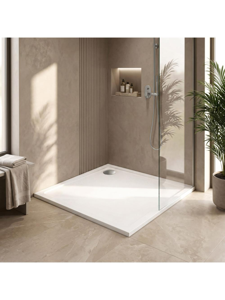 Cadita de dus cu ventil auriu periat Rea Savoy 90x90 cm alb [7]