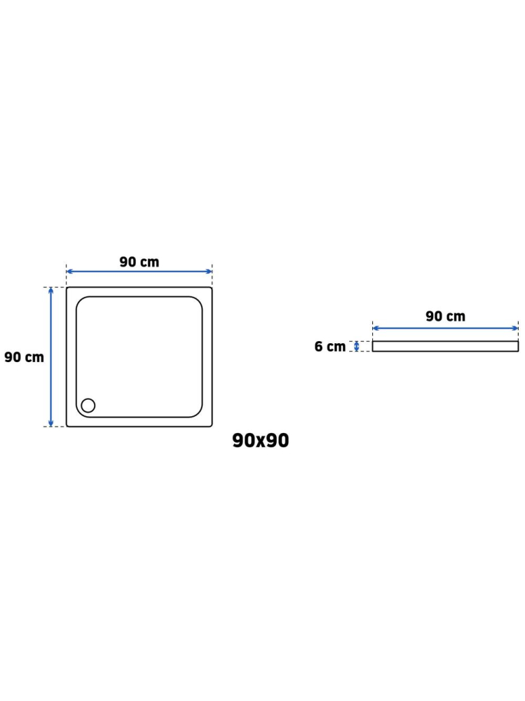 Cadita de dus cu ventil auriu periat Rea Savoy 90x90 cm alb [10]