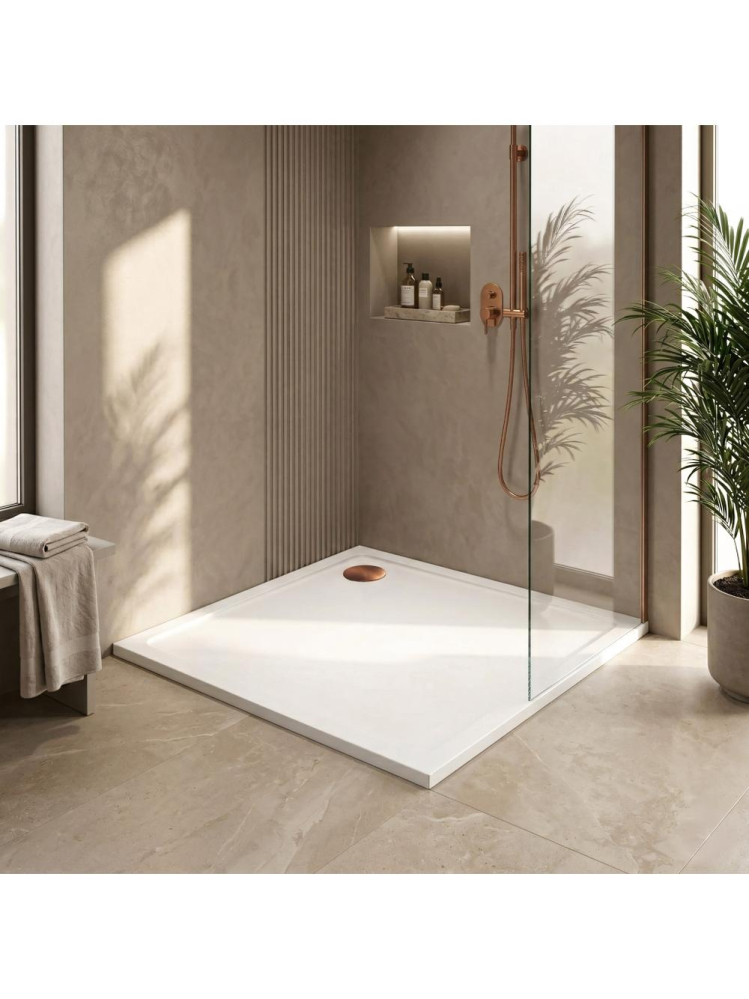 Cadita de dus cu ventil auriu periat Rea Savoy 90x90 cm alb [5]