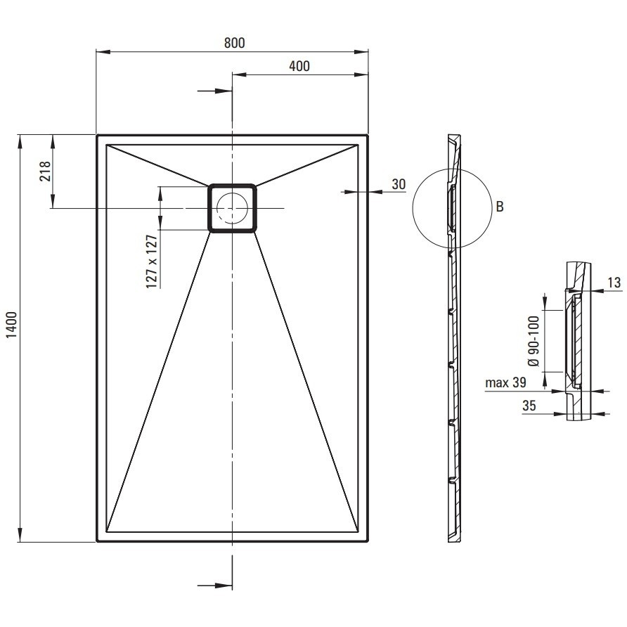 Cadita de dus Deante Correo antracit metalic 80x140 cm [3]
