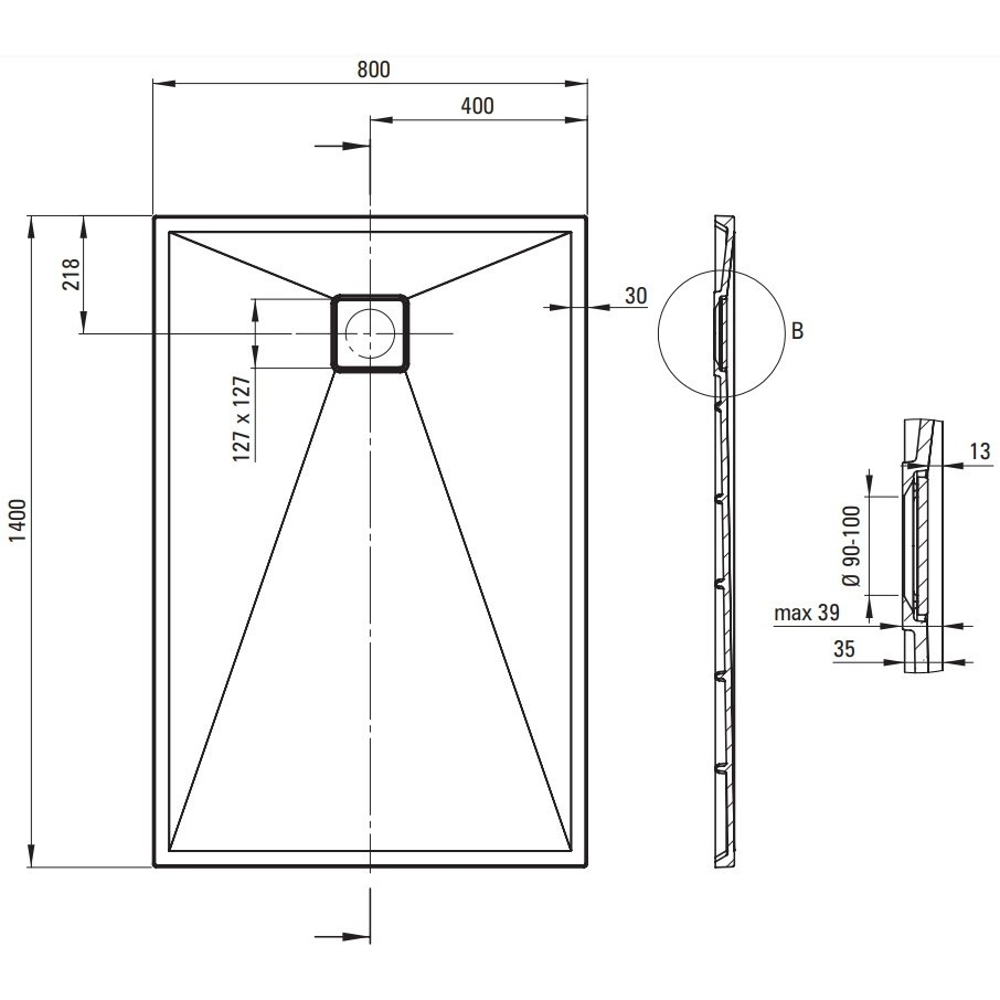 Cadita de dus Deante Correo negru 80x140 cm [3]