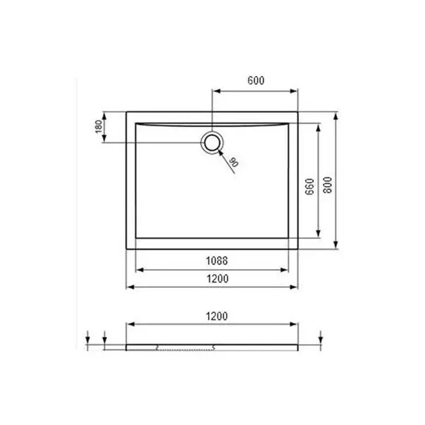 Cadita de dus dreptunghiulara Ideal Standard Ultra Flat 120x80 cm [3]