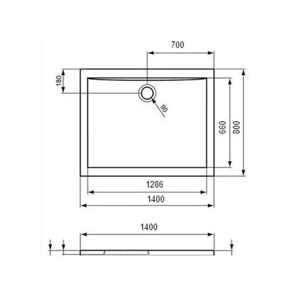 Cadita de dus dreptunghiulara Ideal Standard Ultra Flat 140x80 cm [3]