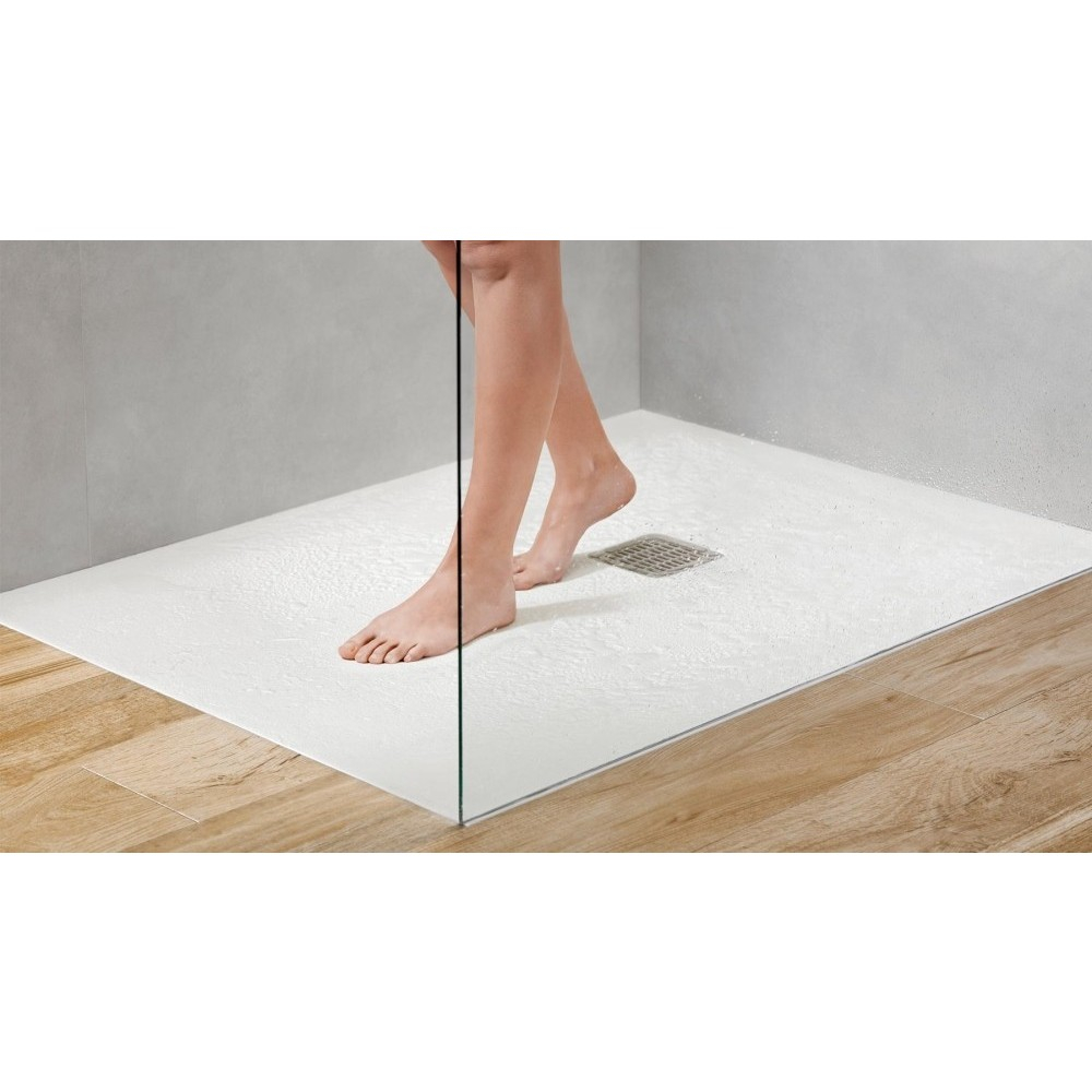 Cadita dus dreptunghiulara compozit Roca Terran Superslim 120x80 cm, cu sifon debit mare, alb [5]
