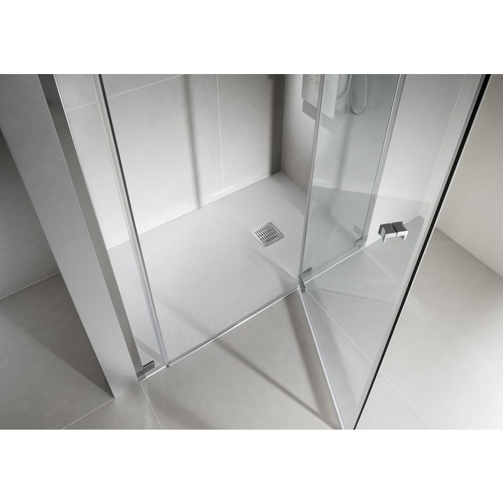 Cadita dus dreptunghiulara compozit Roca Terran Superslim 120x80 cm, cu sifon debit mare, alb [3]