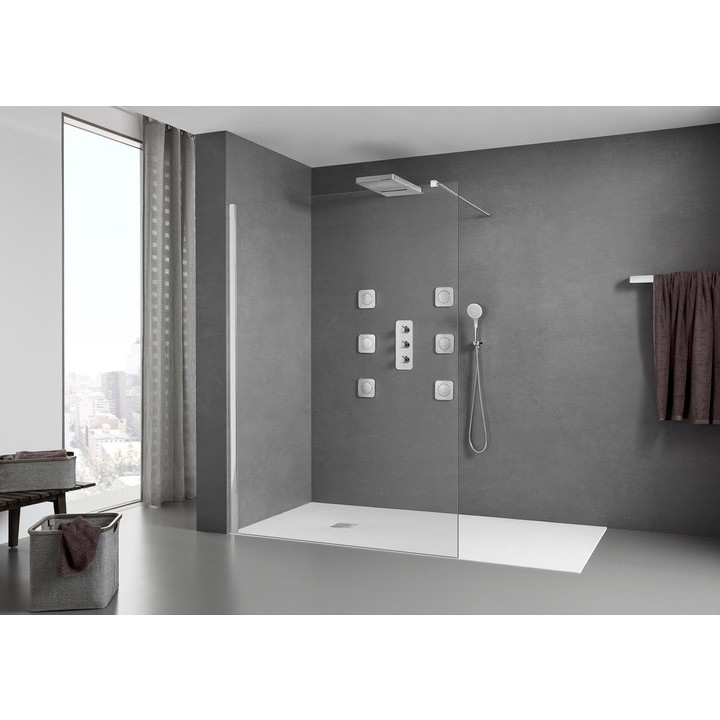 Cadita dus dreptunghiulara compozit Roca Terran Superslim 120x80 cm, cu sifon debit mare, alb [4]