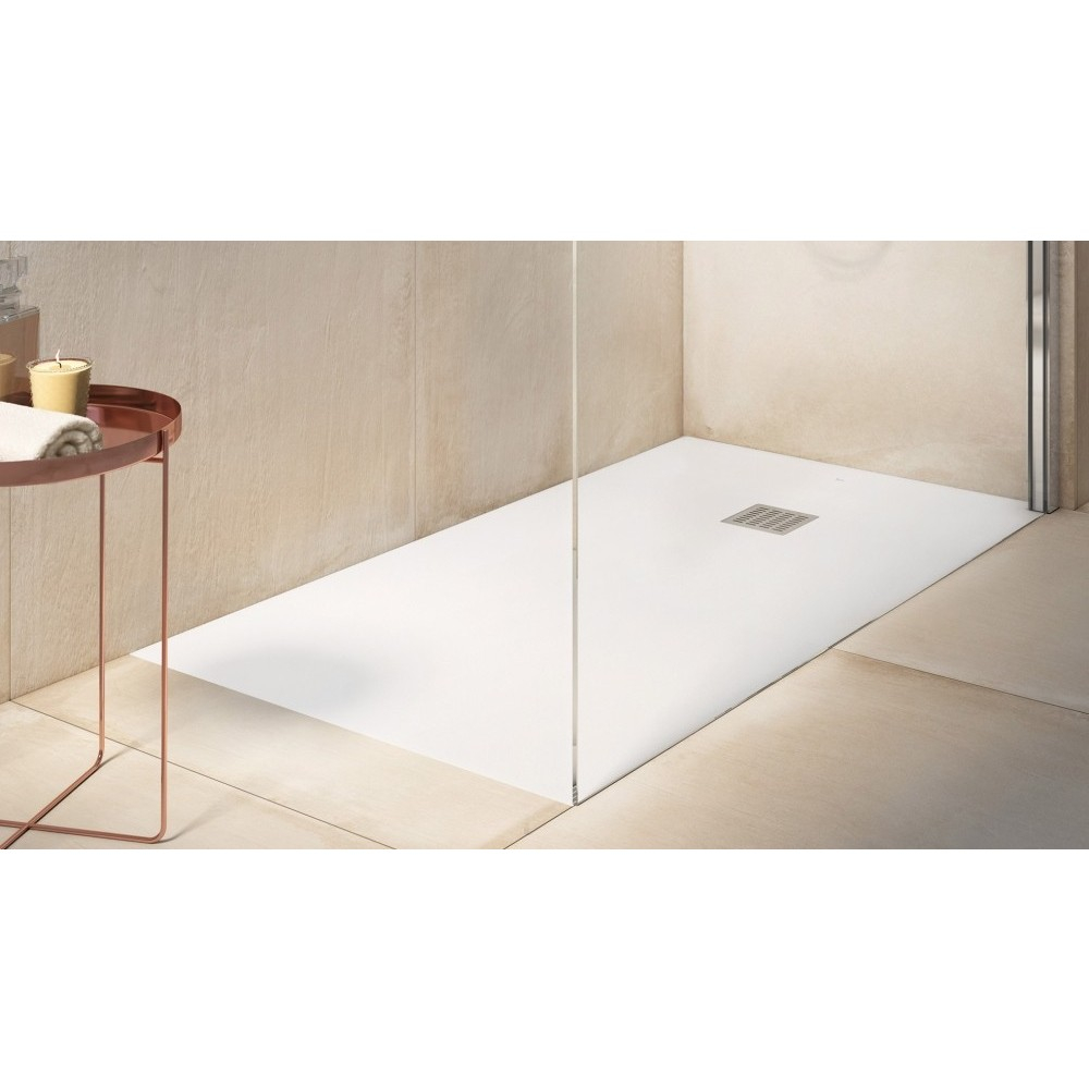 Cadita dus dreptunghiulara compozit Roca Terran Superslim 120x80 cm, cu sifon debit mare, alb [6]