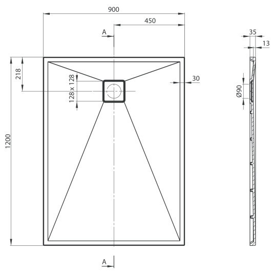 Cadita dus dreptunghiulara Deante Correo gri metalic 120x90 cm [4]