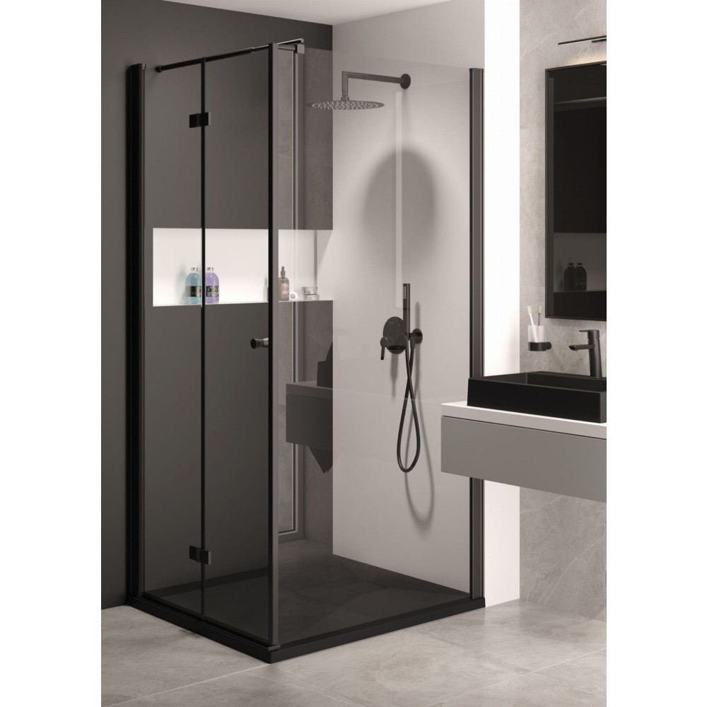 Cadita dus dreptunghiulara Deante Correo negru mat 120x80 cm [4]