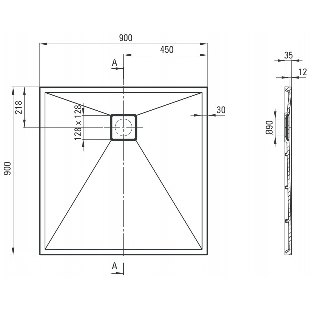 Cadita dus patrata Deante Correo antracit metalic 90x90 cm [7]