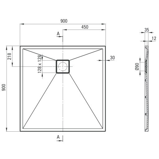 Cadita dus patrata Deante Correo gri metalic 90x90 cm [4]