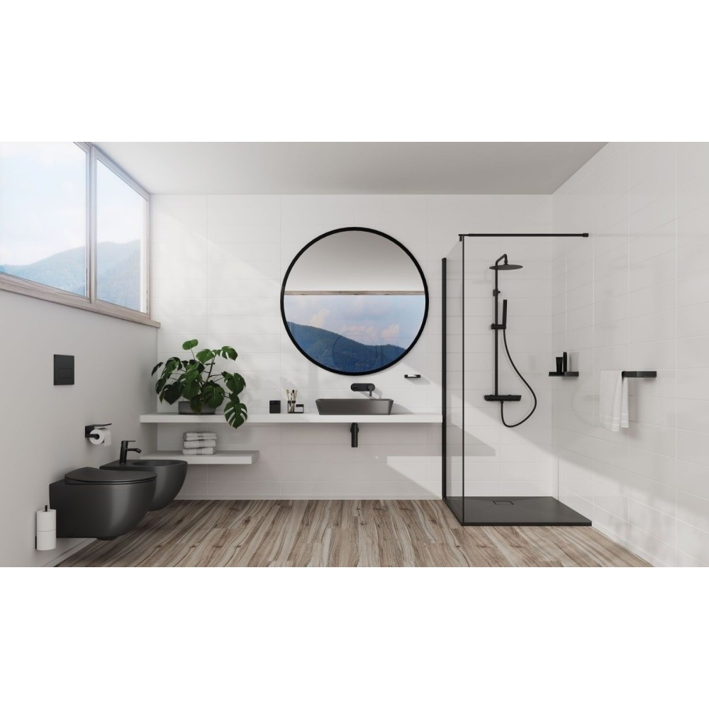 Cadita dus patrata Deante Correo negru mat 90x90 cm [4]