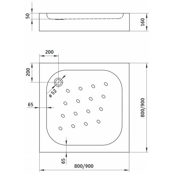 Cadita dus patrata Deante Funkia alb 80x80 cm [6]