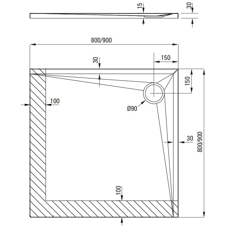 Cadita dus patrata Deante Kerria Plus alb 80 cm [4]