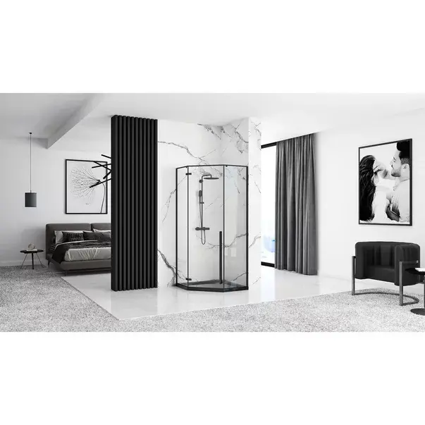 Cadita dus pentagonala Rea Diamond 90x90 negru [6]