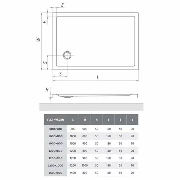 Cadita dus plata rectangulara Roth Kvadro 120x80 [4]