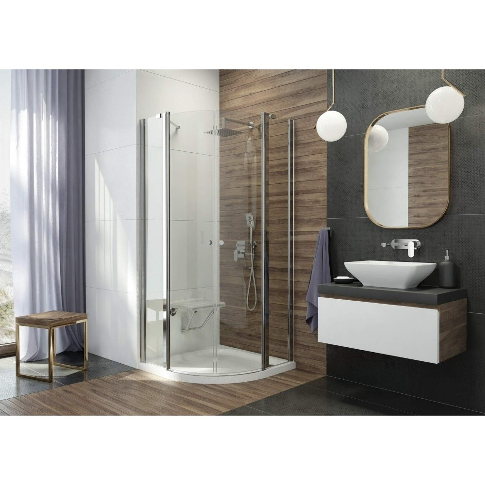Cadita dus semirotunda Deante Cubic alb 90x90 cm [3]