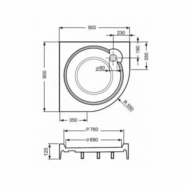 Cadita dus semirotunda Roth Dream-P 90x90 [2]