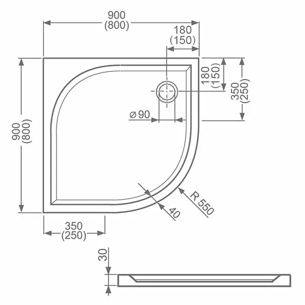 Cadita dus subtire din compozit semirotunda Roth Dream-M 90x90 [2]