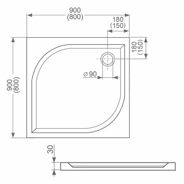 Cadita dus subtire patrata din compozit Roth Aloha-M 90x90 [2]
