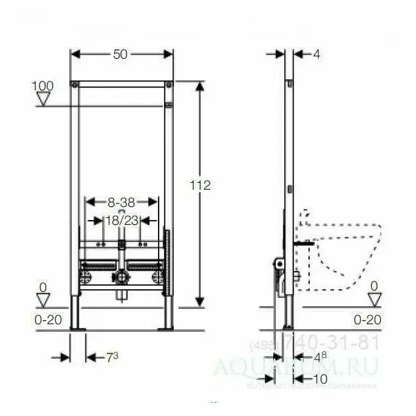 Cadru suport ingropat pentru fixare urinal universal Geberit Duofix [4]