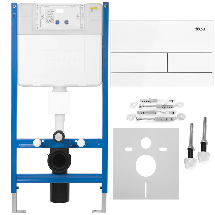 Cadru WC încastrat K011A-Q Rea cu buton T alb sticla [1]