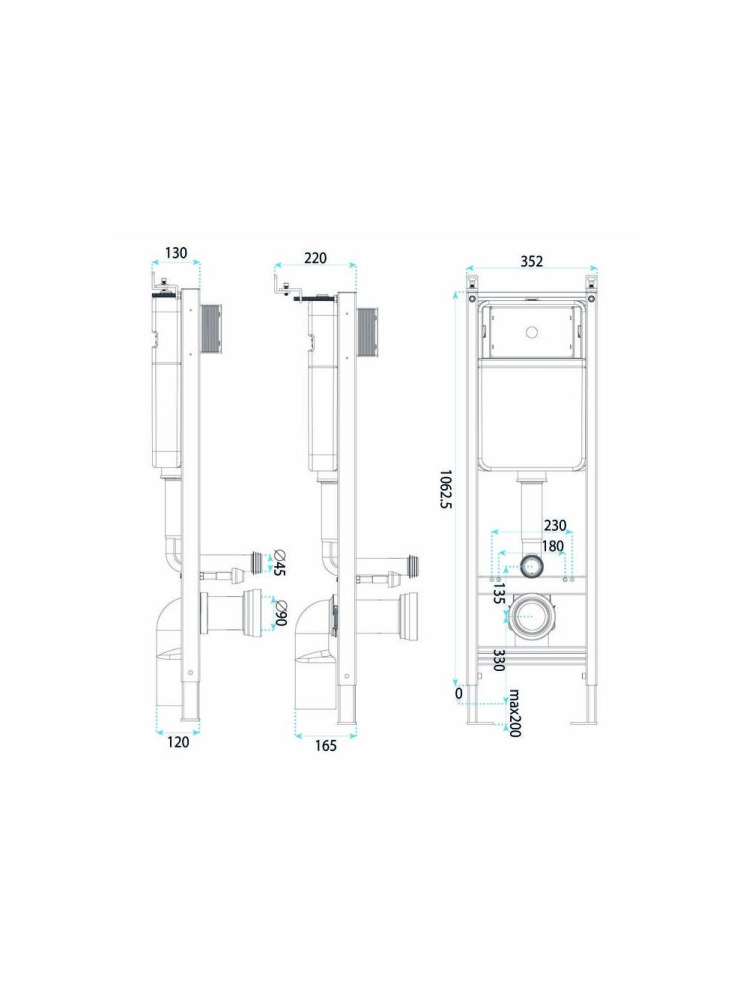 Set Cadru Ingropat Rea 024N pentru WC cu Buton HD Negru Mat [13]
