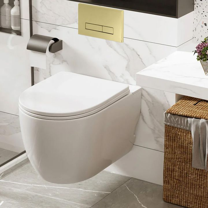 Cadru WC încastrat Rea cu buton H  Auriu [2]