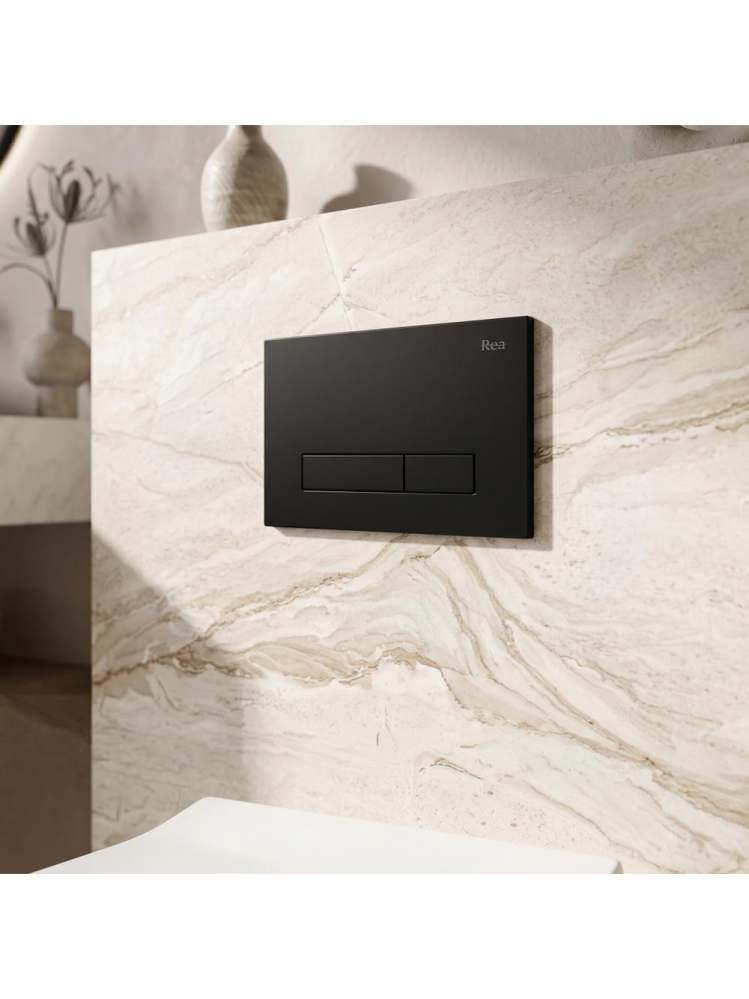 Cadru WC incastrat Rea K011A-Q buton HD negru adancime 90 mm [9]
