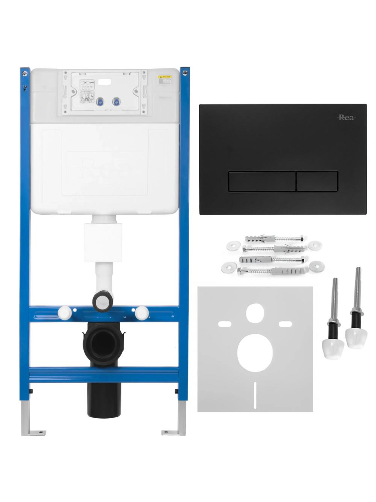 Cadru WC incastrat Rea K011A-Q buton HD negru adancime 90 mm [12]