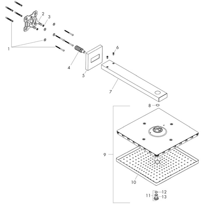 Cap de dus cu brat, Hansgrohe, Raindance E 300, auriu lucios [3]