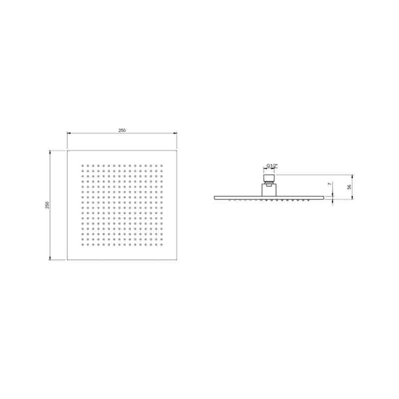 Cap de duș Villeroy&Boch, Universal Showers, pătrat, 25 x 25 cm, brushed nickel [6]