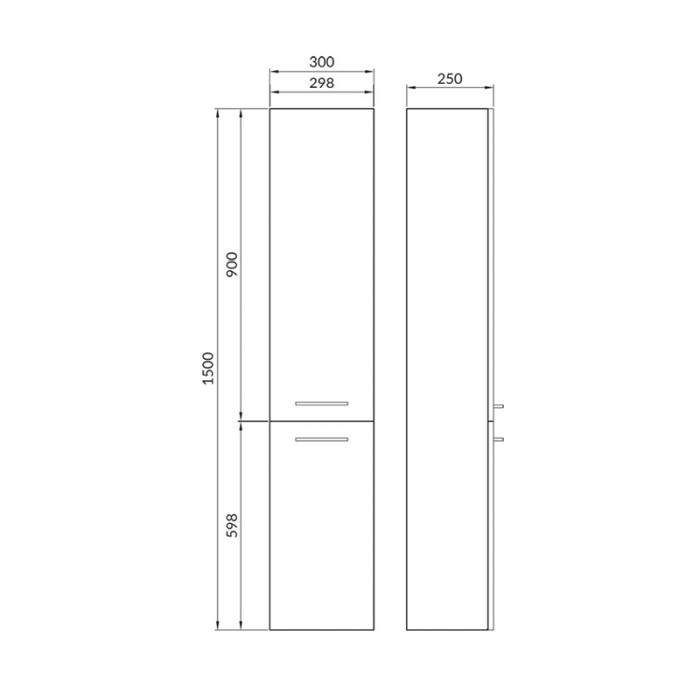 Cersanit, Lara, dulap coloana cu doua usi, 150 cm, nuc [2]
