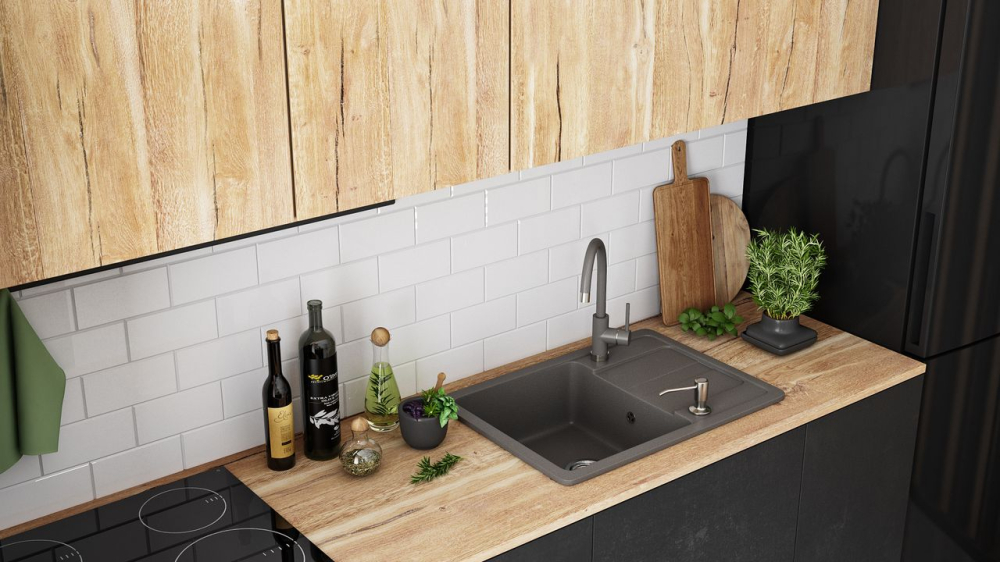 Chiuveta bucatarie Granit Nils gri set 5in1 [4]