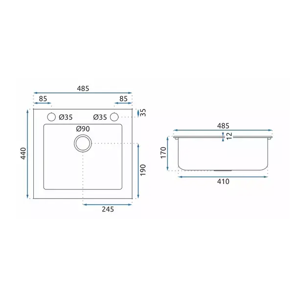 Chiuveta compozit Rea West alb mat 49x44 cm [8]