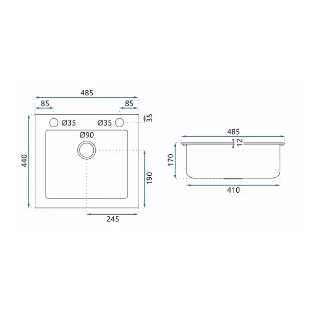 Chiuveta compozit Rea West gri mat 49x44 cm [7]