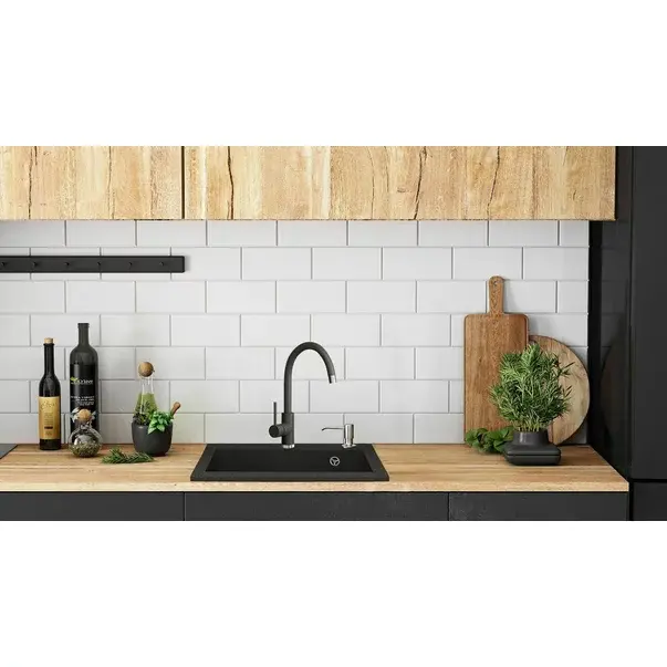 Chiuveta compozit Rea West XL negru metalic 50x60 cm [5]