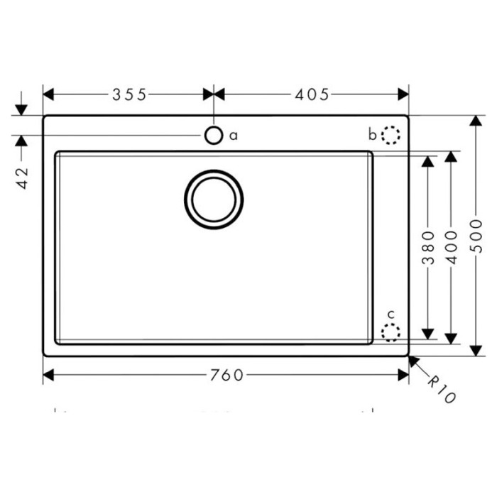 Chiuveta de bucatarie Hansgrohe, 1 cuva, 76x50 cm, inox [2]