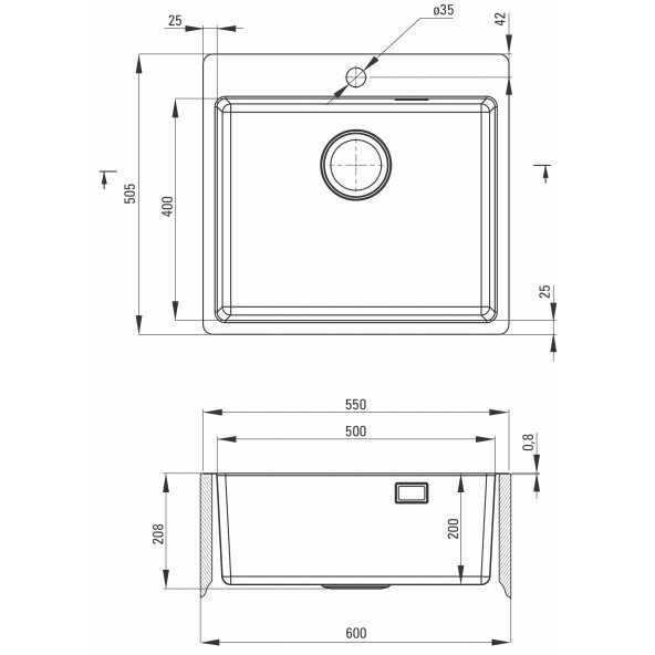 Chiuveta Deante Olfato inox satinat 55x51 cm [4]