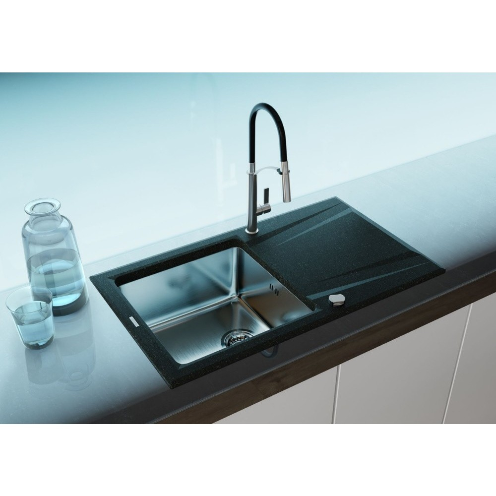 Chiuveta Deante Prime din granit negru, cu cuva din inox 86x50 cm [2]