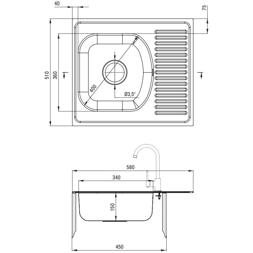 Chiuveta Deante Techno inox 58x51 cm [2]