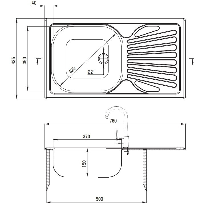 Chiuveta Deante Techno inox 76x44 cm [2]