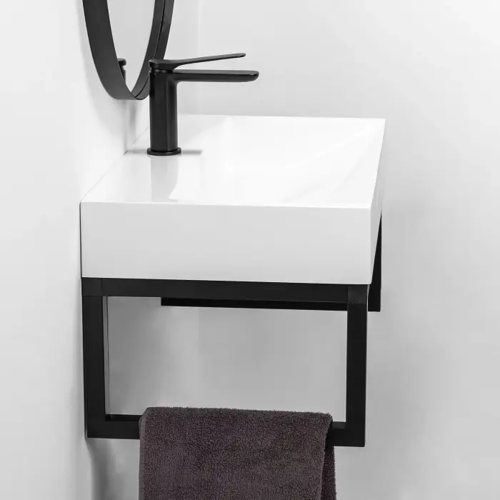Chiuveta din conglomerat Goya 70cm Alb + Cadru Negru, Rea [3]