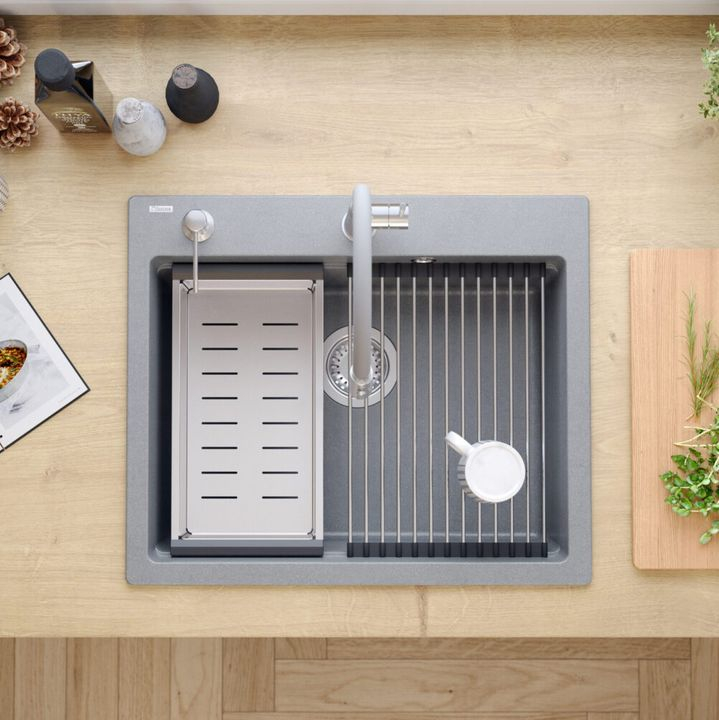 Chiuveta din granit KURT 110 WORKSTATION gri metalic [7]