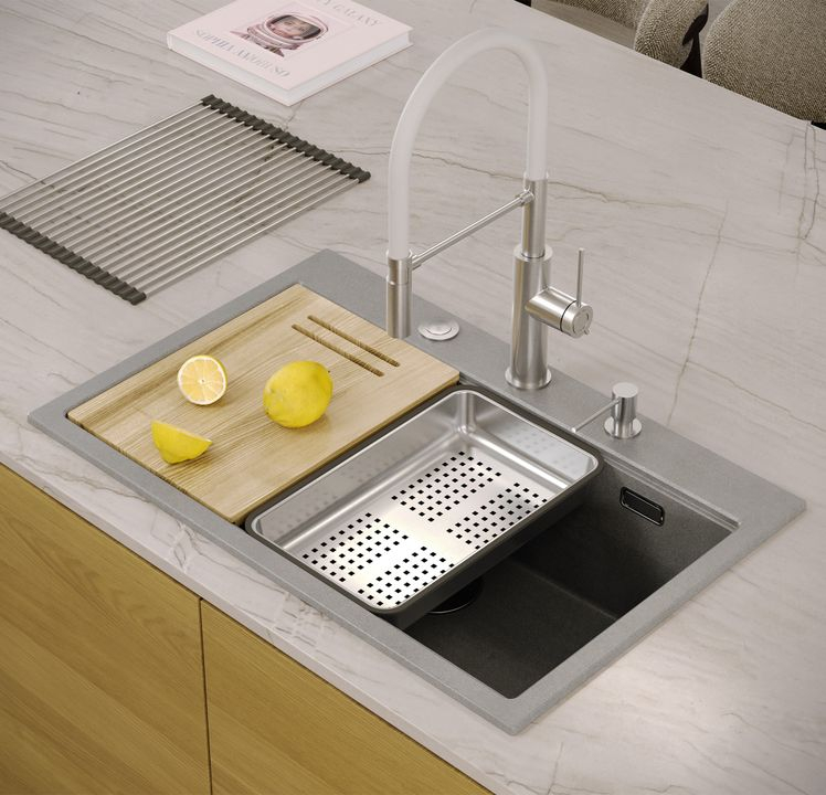 Chiuveta din granit MARC 110 WORKSTATION gri metalic [8]