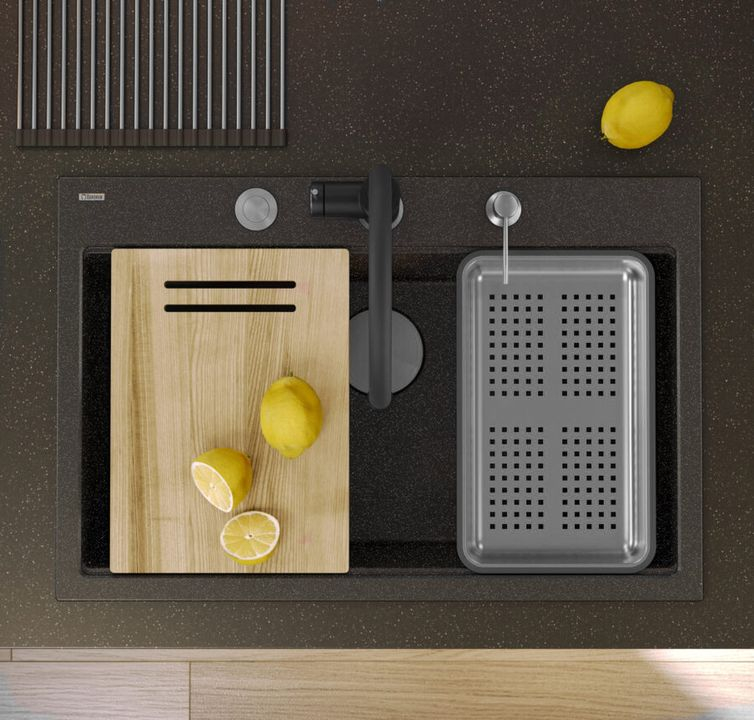 Chiuveta din granit MARC 110 WORKSTATION negru metalic [8]