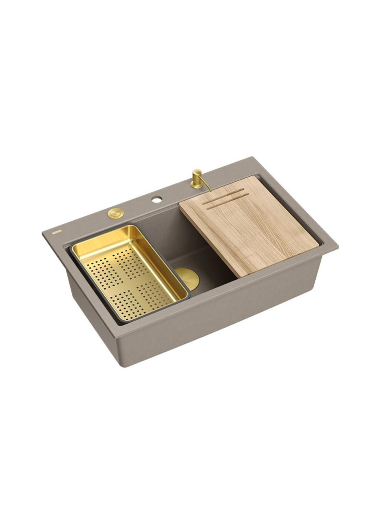 Chiuveta din granit MARC 110 WORKSTATION ventil auriu, bej [11]