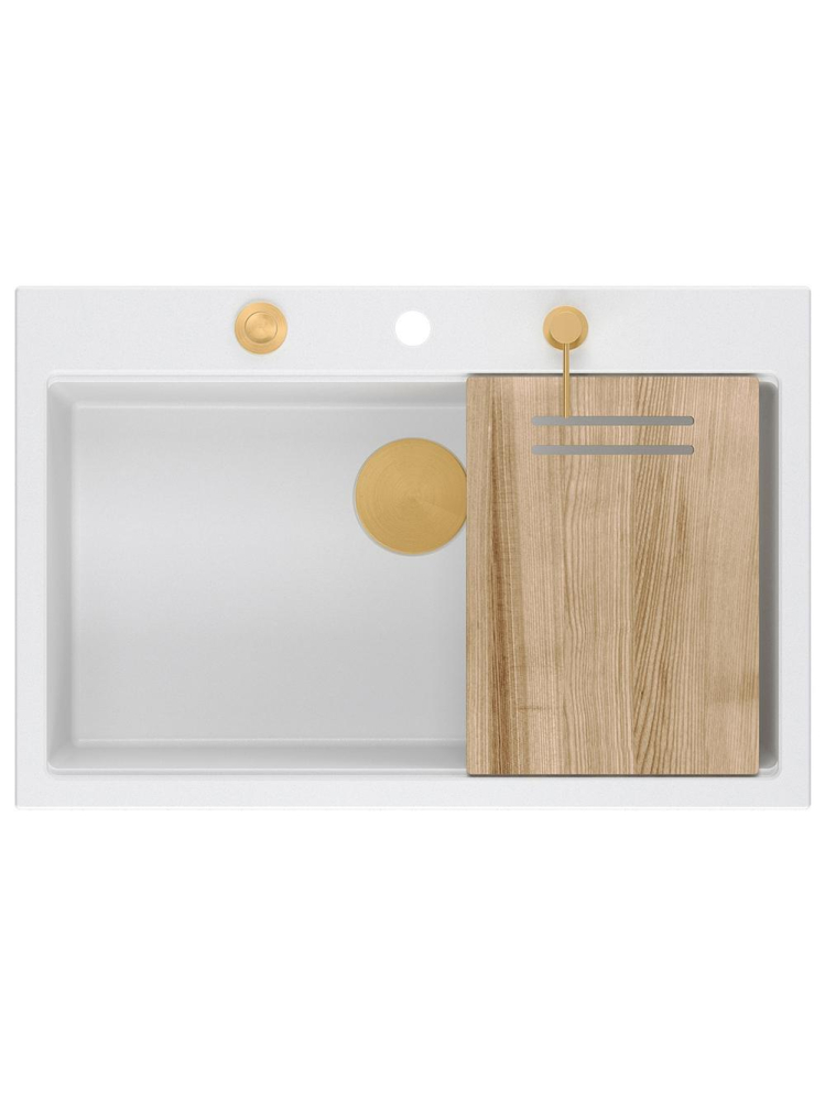 Chiuveta din granit MARC 110 WORKSTATION ventil crom, Alb [4]